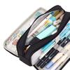 Pencil Pouch With 3 Compartments Large Capacity Double Opening Soft Canvas Dustproof Zipper Pencil