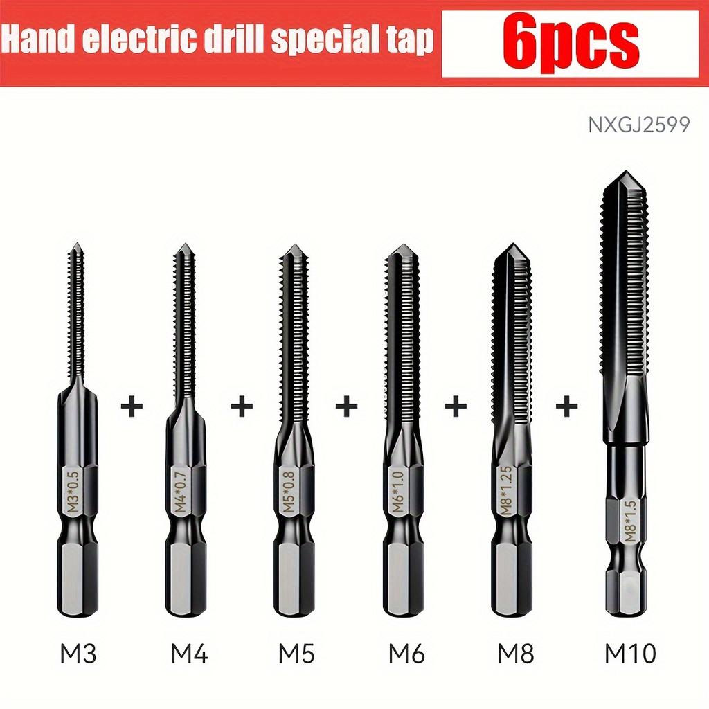 Gewindebohrer Sechskantschaft Beschichtet Schraubengewindebohrer Schraubengewindebohrer Senker Bohrer Und Maschinengewindebohrer M3-M10 Handwerkzeuge