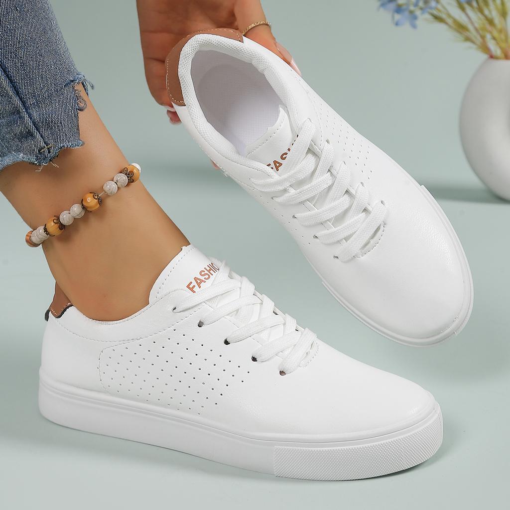 Versatile Classic White Shoes Large Size Thick Bottom Platform Casual Shoes Breathable Slip-On Shoes for Women Size 35-42