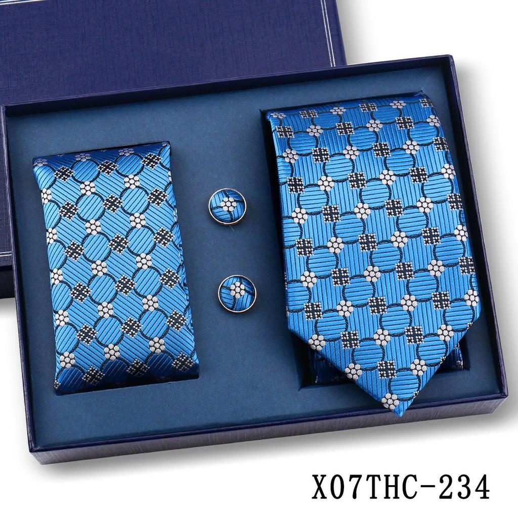 Men's Black Striped 3-Piece Gift Set: Hand-Tied 8cm Tie with Pocket Square & Cufflinks