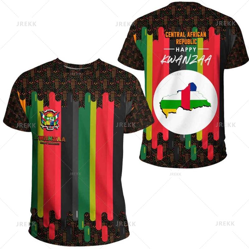 Harajuku The Central African Republic-of Falg Map 3D Printed T Shirt Central African Emblem Graphic T-shirts Men Fashion Clothes
