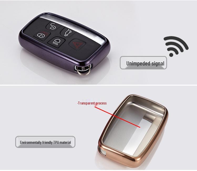 KAKTUS TPU Car Key Case for Land Rover - Soft Rubber Shell with Buckle Set