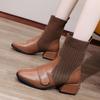 Autumn Newest Dress British Shoes Knitted Sock Booties Low Heel Vintage Ankle Boots For Women2022