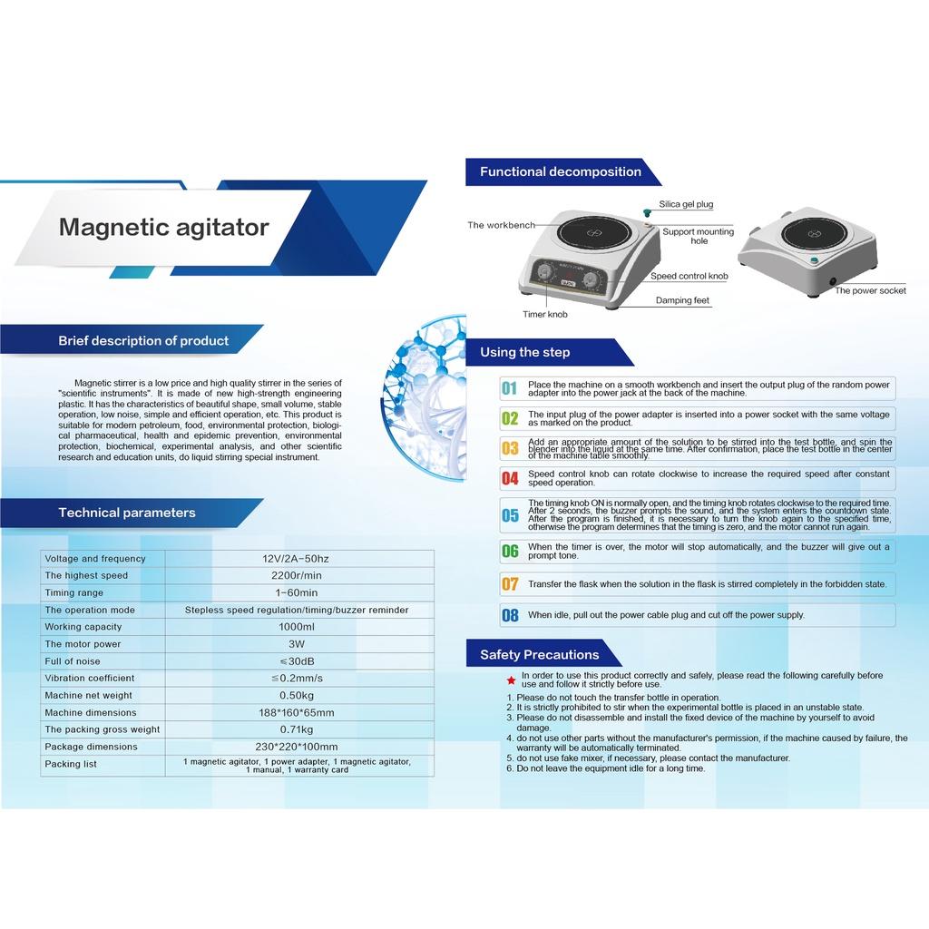 100 ML Laboratoire Chimique XLD-CJ201 Agitateur Magnétique Mélangeur Mélangeur Mini Agitateur Vitesse 0-2200 tr/min 3000w