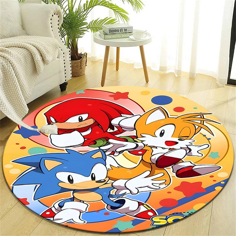 1pc Sonic2 Design Printed Area Round Carpet for Bedroom Living Room Home Decor Rugs Mat Non Slip Mat Rug for Bedside