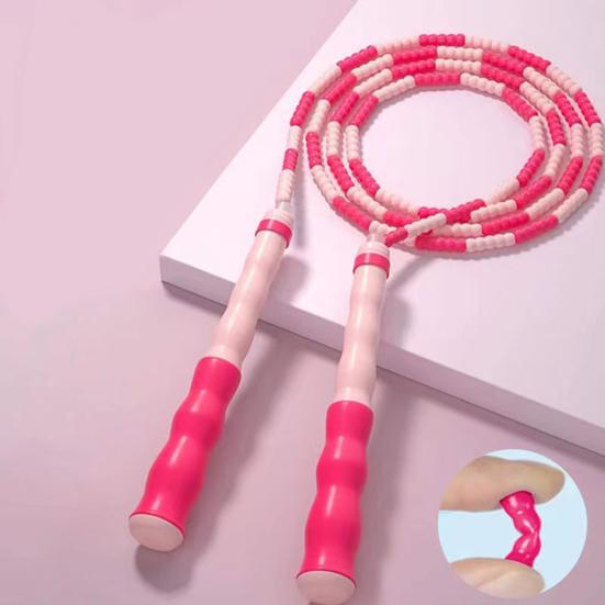 Beaded Skipping Rope Ergonomic Comfortable Grip Adjustable Flexibility Exercise PVC Physical Testing Training Jump Rope for Sports