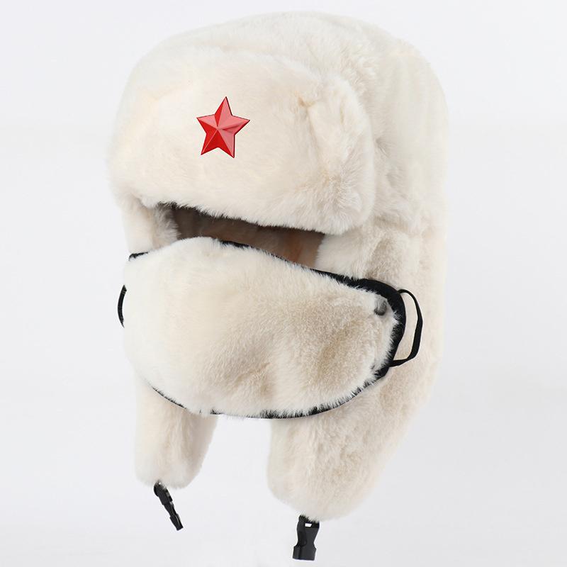 Russian Soviet Military Cap Trapper Hat Ushanka Russian Fur Hat Thick Warm Plush Earflap for Skiing Hunting