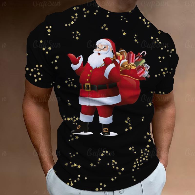 Christmas T-Shirts For Men 3d Santa Claus Printed Street Designer Short Sleeved Loose Oversized T Shirts Fashion New Tops Tees