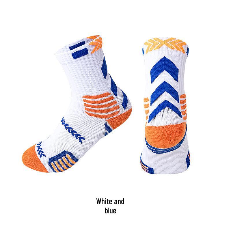 Men's Elite Basketball Socks: Trendy Color Block, Thick Terry Bottom, Sweat-Absorbent, Breathable, Professional Sports Socks.