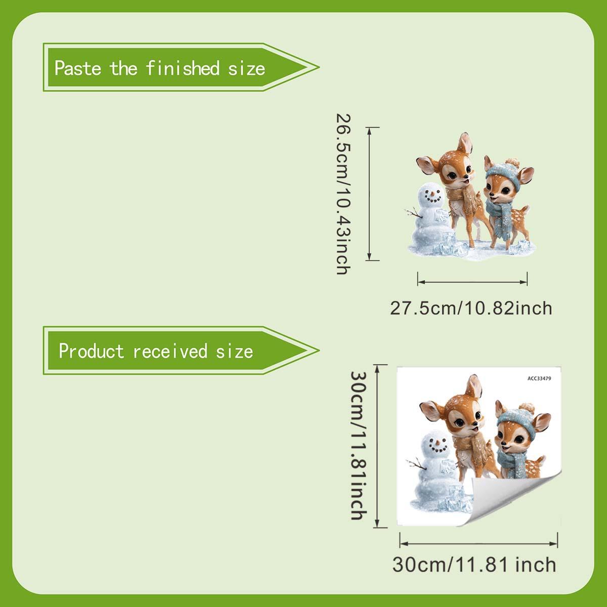 

Рождество, Рождественский олень, Снеговик, Полностью прозрачное, Двустороннее видимое стекло, Наклейки для украшения дома 30*30cm