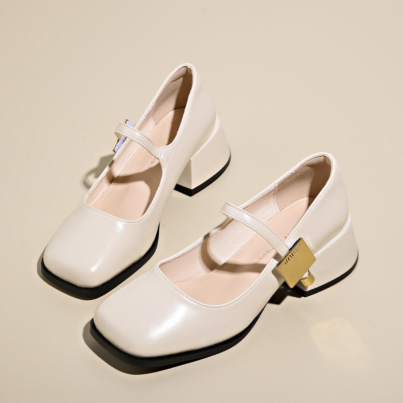 Móda 2024 Ženy Léto Nové Jemné retro malé kožené boty se sukní Hrubé boty Mary Jane