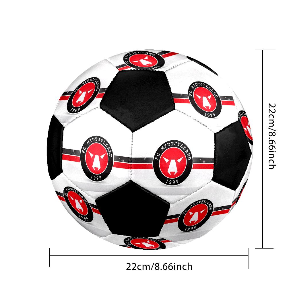 SIZE 5 FC Midtjylland Soccer Ball Colorful All Ages Machine Stitched PVC Competition Ready Durable High-Bounce