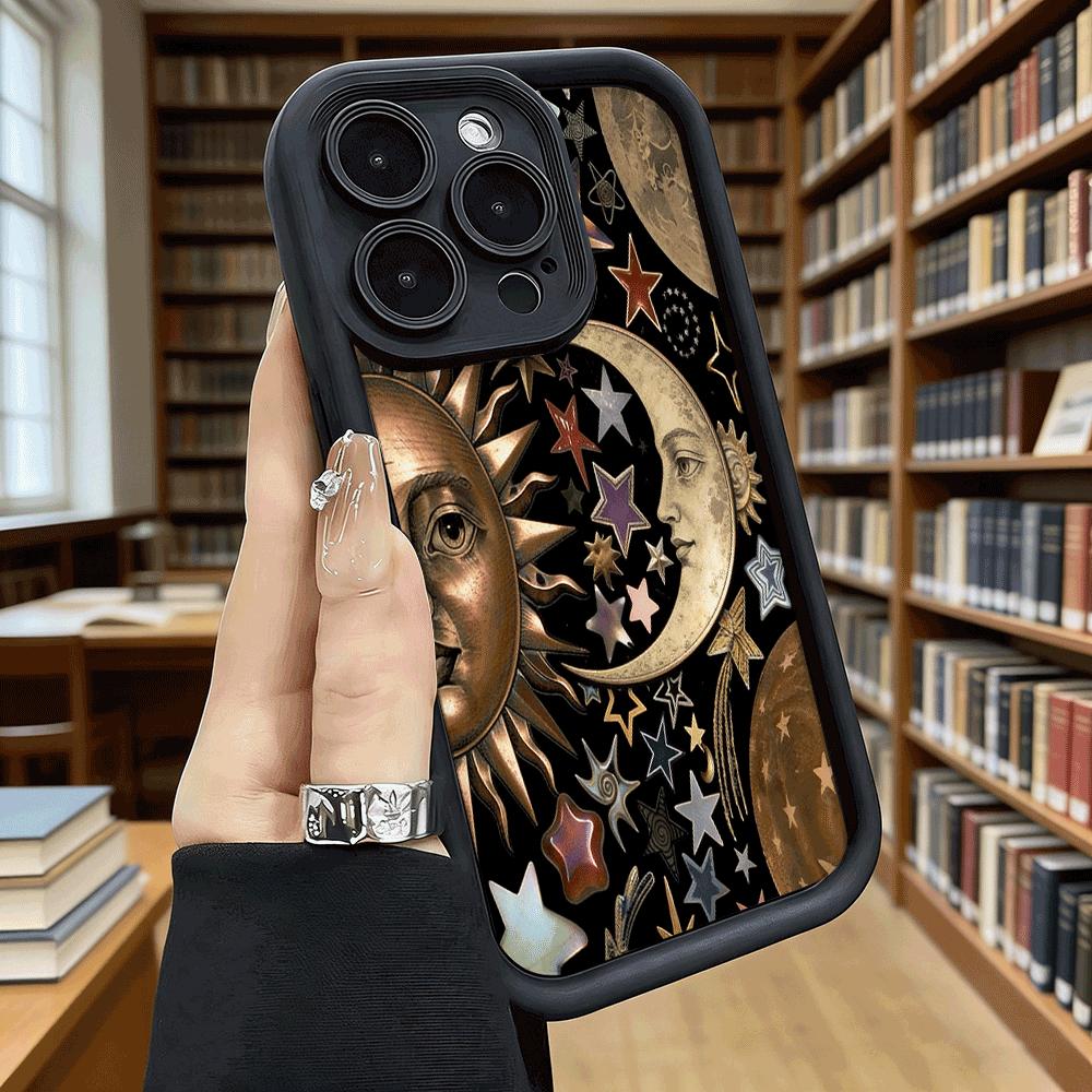 Celestial Sun Moon and Stars Luxury Anti-Slip TPU Phone Case For Xiaomi Redmi Note 15 14 13 12 11 10 9 Pro Full Protective Cover