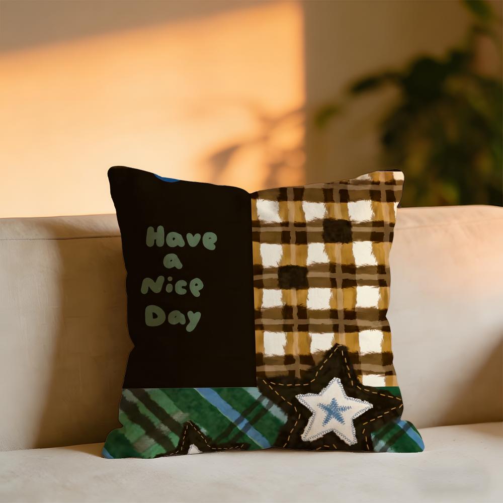 

Ins Style Patchwork Cushion Cover Cozy Velvet Throw PillowSoft Warm Cushion For Sofa Bed 30X30cm