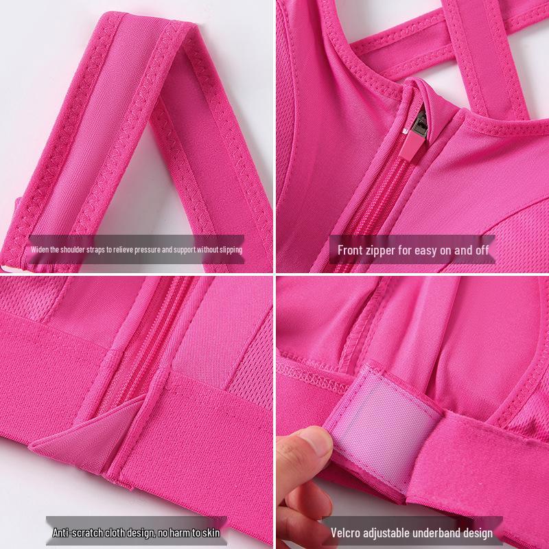 Criss-Cross Back Zipper Sports Bra – Women's Wire-Free Shockproof Yoga & Running Vest
