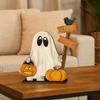 Wooden Pumpkin Ghost Ornament Ghost Pattern Handmade Halloween Pumpkin Ornament Funny Wooden Ghost Decoration Halloween Party