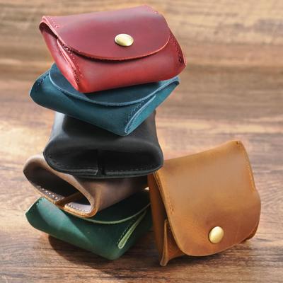 Echtes Leder Retro Mini-Münzbeutel & Schlüsselanhänger, Handgefertigte Kartenhülle auf Lager