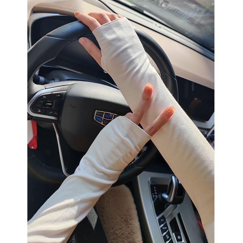 

Модальный нарукавник женский полупальцевый рукав для защиты от солнца White half finger sleeve