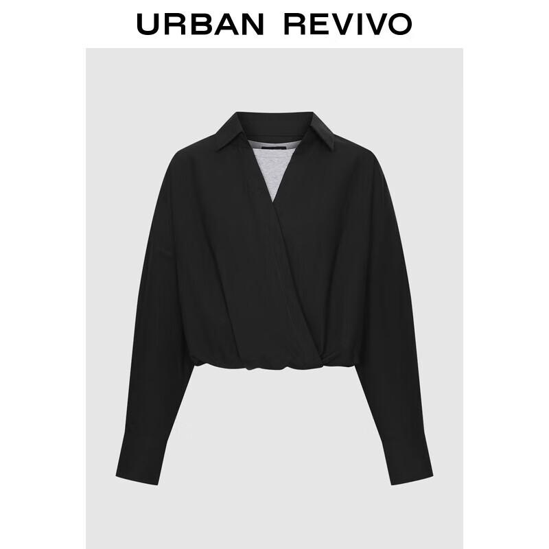 

UR 2025 Autumn Women s Faux Two-Piece Oversized Short Shirt S