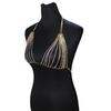 Moda Feminina Retro Sexy Dourado Cristal Liga Bikini Sutiã Correntes Joias Corpo Colar