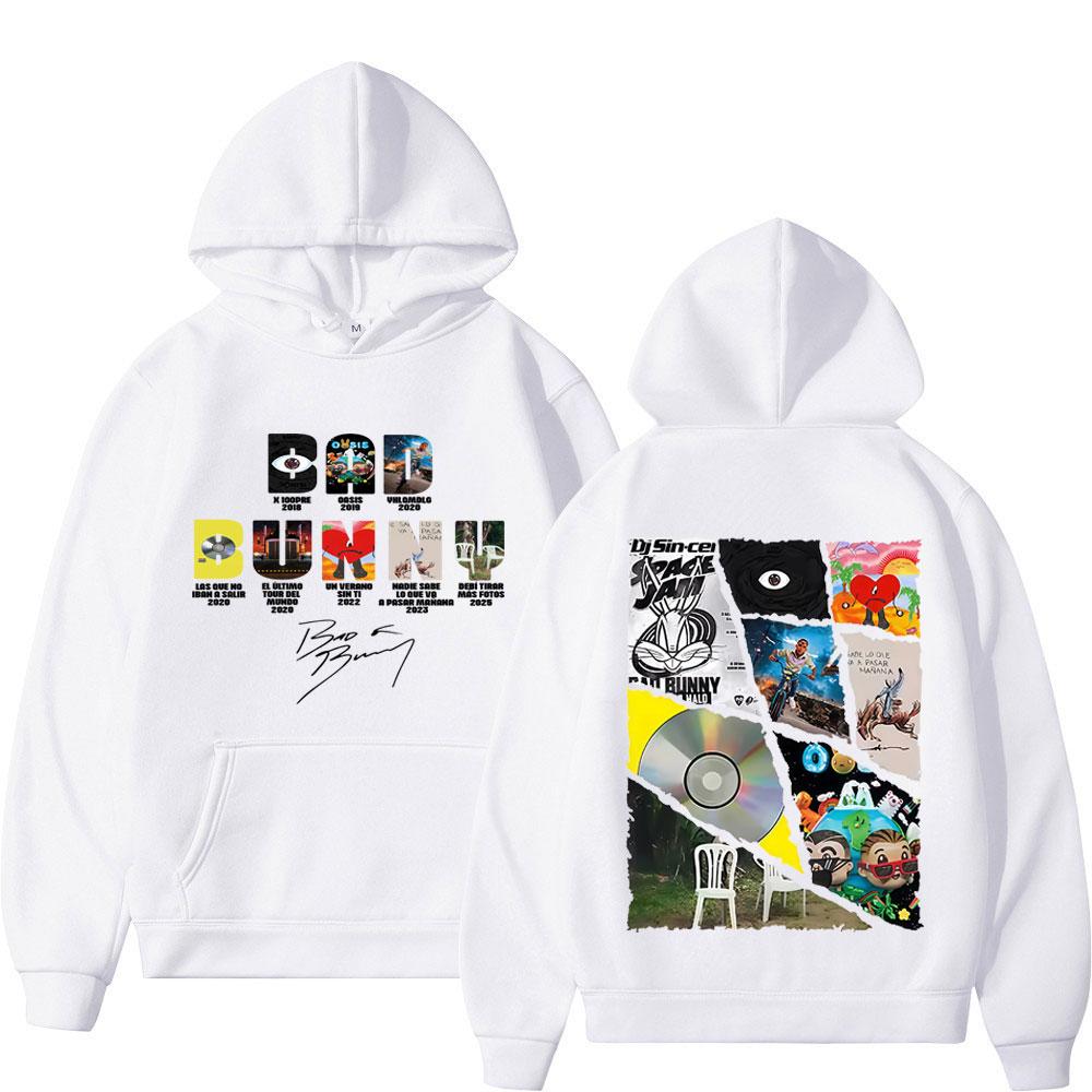 Rapper Bad Bunny Obal hudobného albumu Grafická mikina s kapucňou Hip-hop Muž Žena Pohodlná mikina Voľná Ležérna Unisex Mikiny