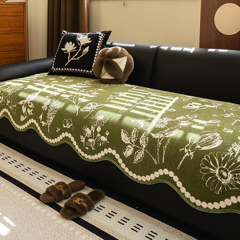 

Скандинавская специальной формы шениль новая подушка для дивана универсальная для всех сезонов, высококачественная нестандартная нескользящая кожаная накидка на подушку сиденья тканевое полотенце 90*70cm