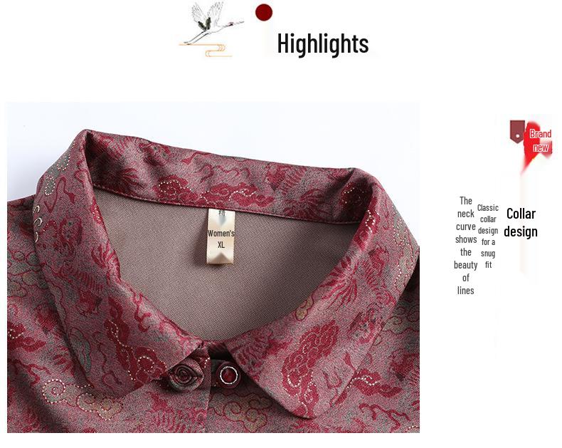 Autumn Long-Sleeve Lapel Shirt for Middle-Aged & Elderly Women
