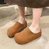 Winter Women's Fashion Slippers 2026 New High-quality Suede Platform Casual Shoes Outdoor Round Toe Clogs Retro Plush Slippers