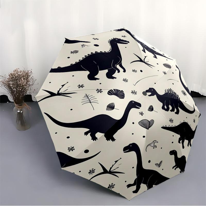1pc Dino World Automatic Open/Close Umbrella with One-Touch Button, Compact Folding Canopy, Sturdy 8-Rib Windproof Design -141