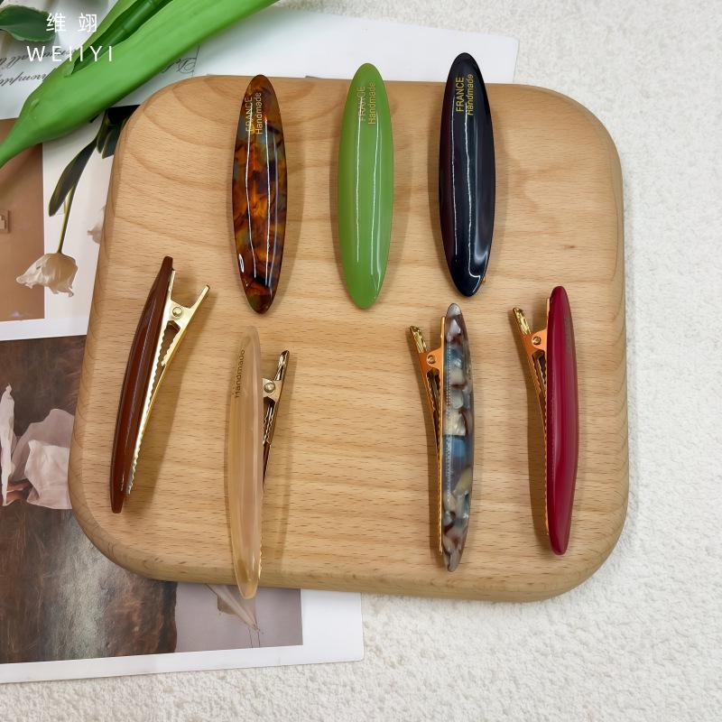 French Retro Oval Acetate Hair Clip - Water Drop Shape Bangs Accessory