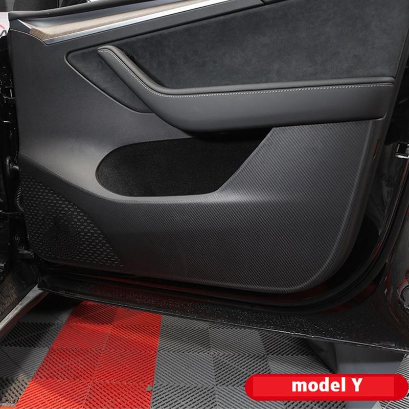 Leather Car Door Anti Kick Pad Protection Film Cover Protector Stickers Trim For Tesla Model 3 Y   Styling Accessories