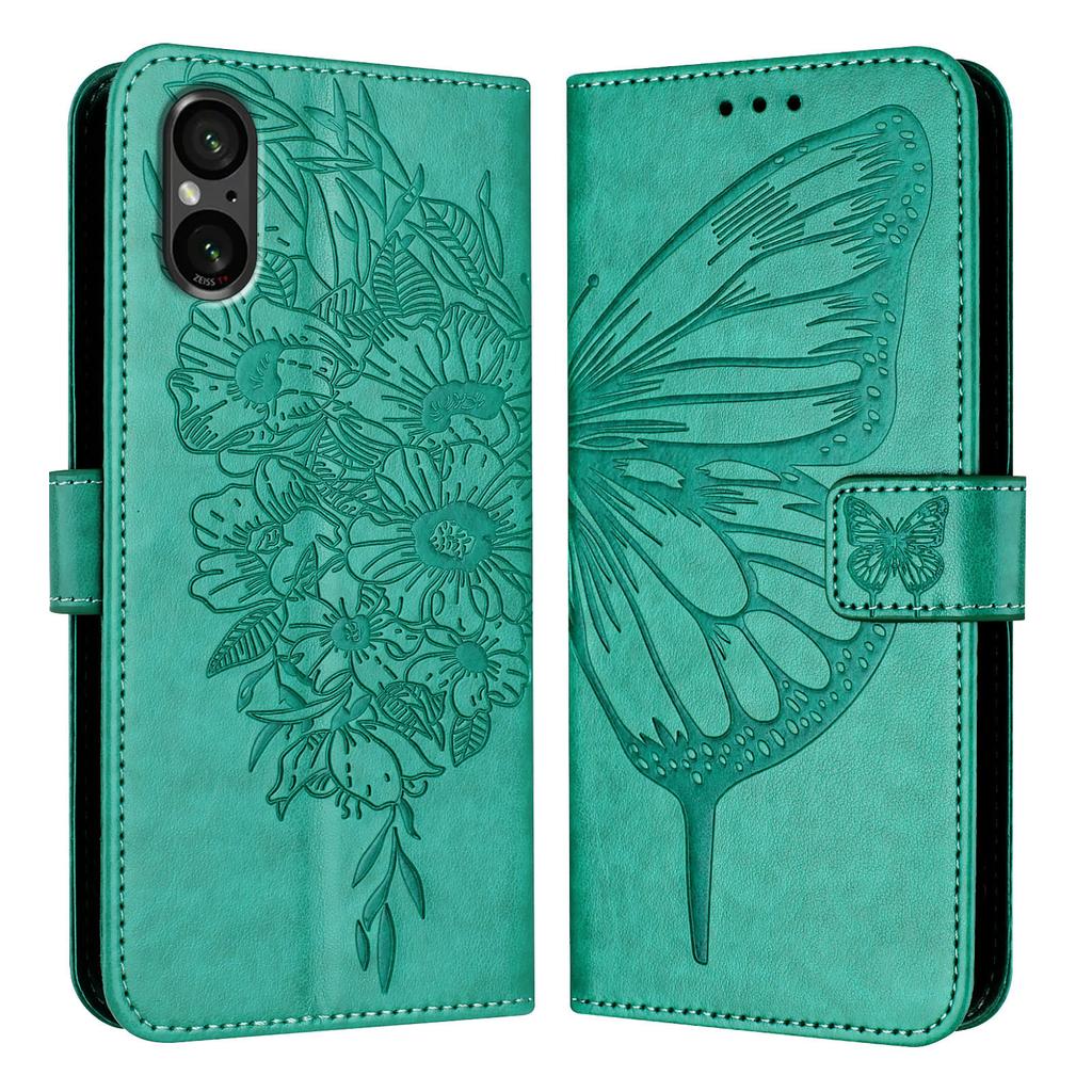 Butterfly Flowers PU Leather Case Kickstand Card Holder Slots TPU Shockproof Flip Cover For Sony Xperia 5 IV, 10 IV, 1 IV, 1 III , 5 III, 10 III, L4..
