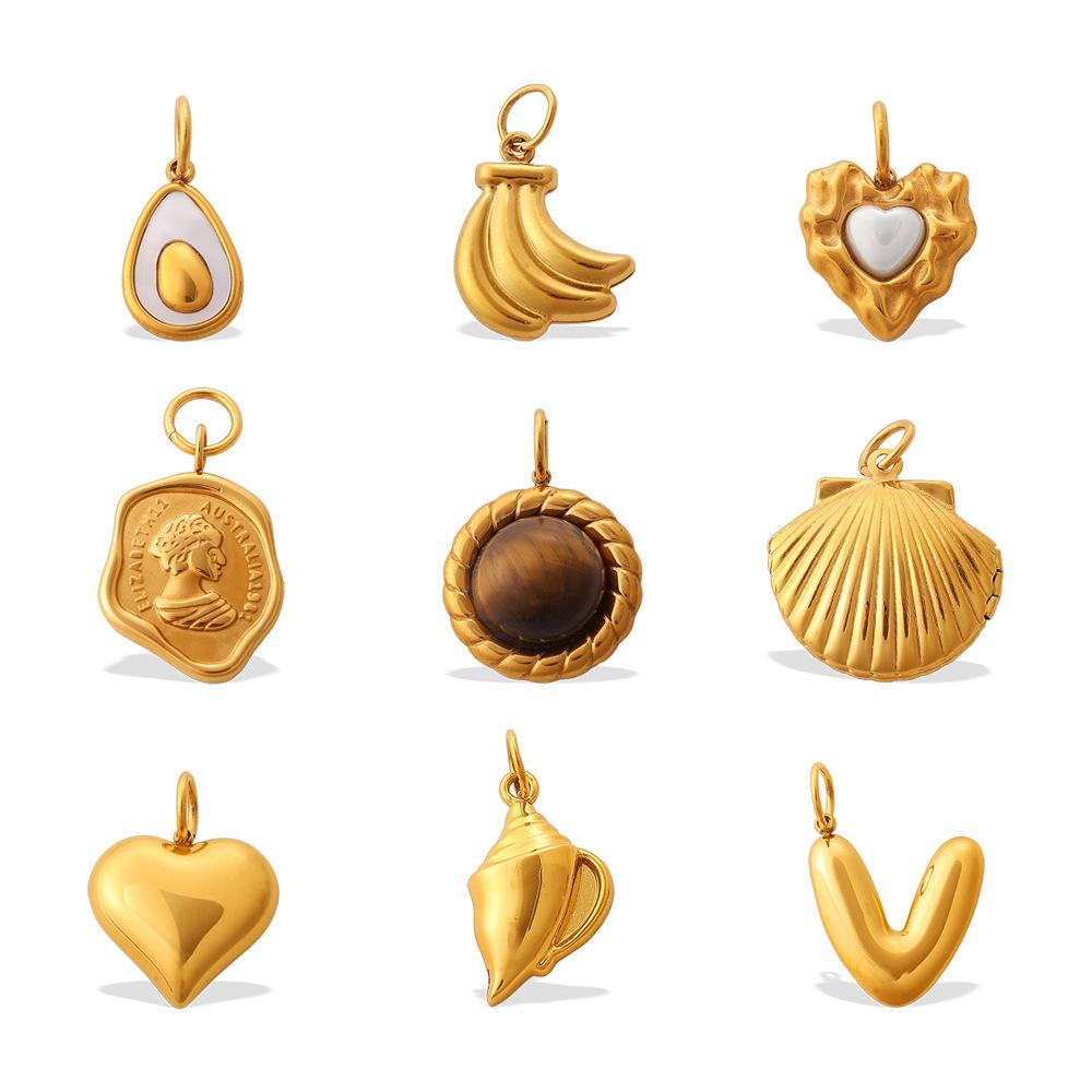 Mode Gold Persönlichkeit DIY Anhänger Anhänger Muschel Fisch Liebe Armband Halskette Anhänger Zubehör