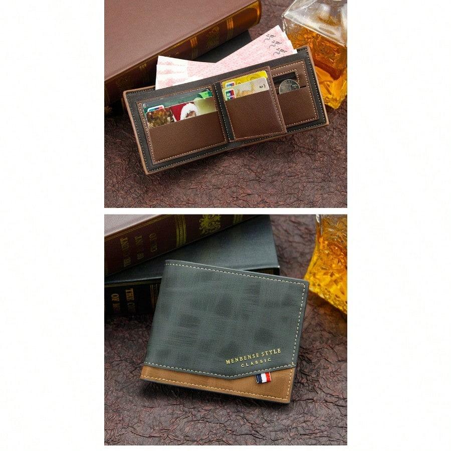 Korean Version Hinge Bronzing Printing Men's Wallet Short, Matte Multi-card Large-capacity Men's Wallet