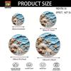Printed 3D Beach Shell Starfish Round Rug Ocean Wave Sand Texture Flannel Carpet Bathroom Entryway Coastal Decor Seaside Themed