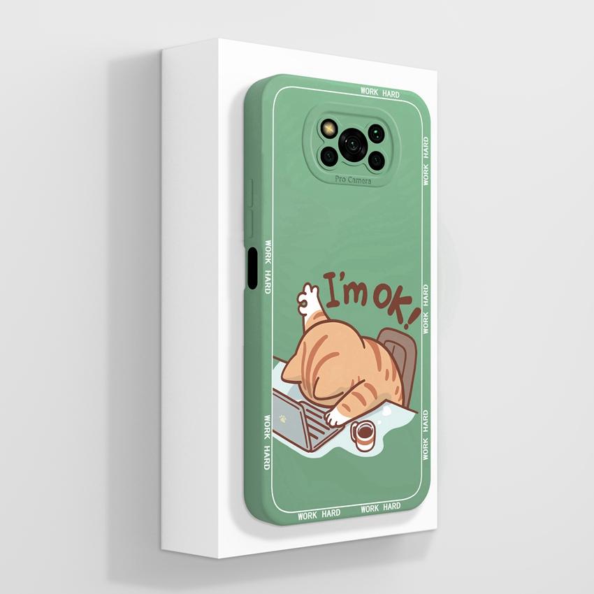 Phone Case For Xiaomi Poco X3 X5 X6 X7 C40 C50 C51 C55 C71 C75 Cute Cat Soft Covers Lens Protection Liquid Silicone Anti Slip Shell For Xiaomi Housing