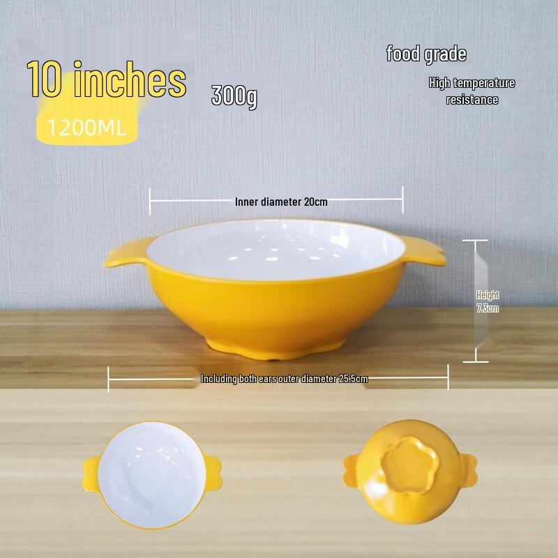 Commercial Melamine Double-Handle Serving Bowls 10 inch, 10-pack