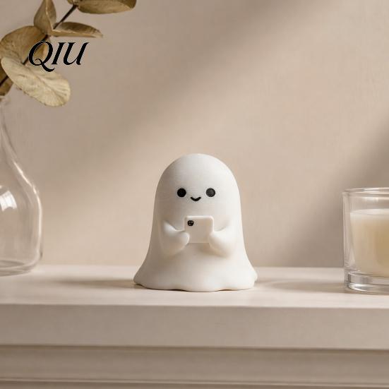 Whimsical Home Decorations Halloween Ghost Figurine, 3D Printed Cute Rock Statue, Statue Funny Coffee Table Centerpieces Shelf Mantel Ornaments Modern