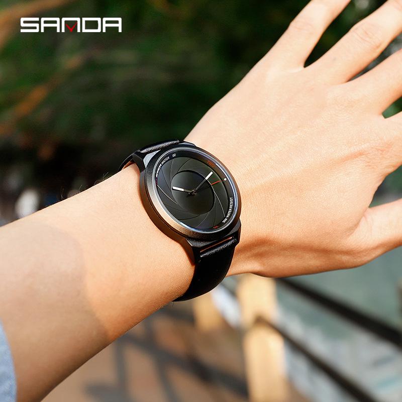 Sanda Unisex Quartz Watch: Creative Casual Wristwatch for Students - New Shape Concept in White.