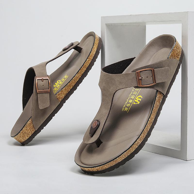 Fashion Mens Summer Sandals Casual Leather Beach Slippers Outdoor Male Flip Flops Breathable Half Drag Lightweight Lazy Shoes New Slides