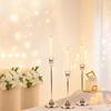 3Pcs Exquisite Metal Metal Candlestick European Style Gold Plated Tabletop Candle Holder Rust-proof High Footed