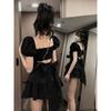 White Sexy Backless Mini Dress Women Korean Fashion Casual Elegant Party Dress Female Ruffle Kawaii Lolita Party Y2k Dress