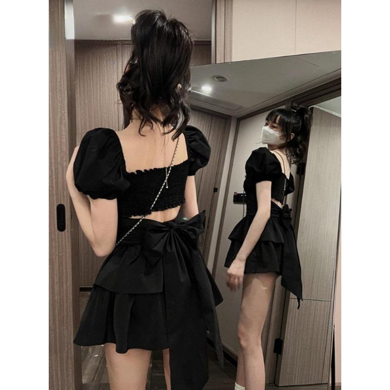 White Sexy Backless Mini Dress Women Korean Fashion Casual Elegant Party Dress Female Ruffle Kawaii Lolita Party Y2k Dress