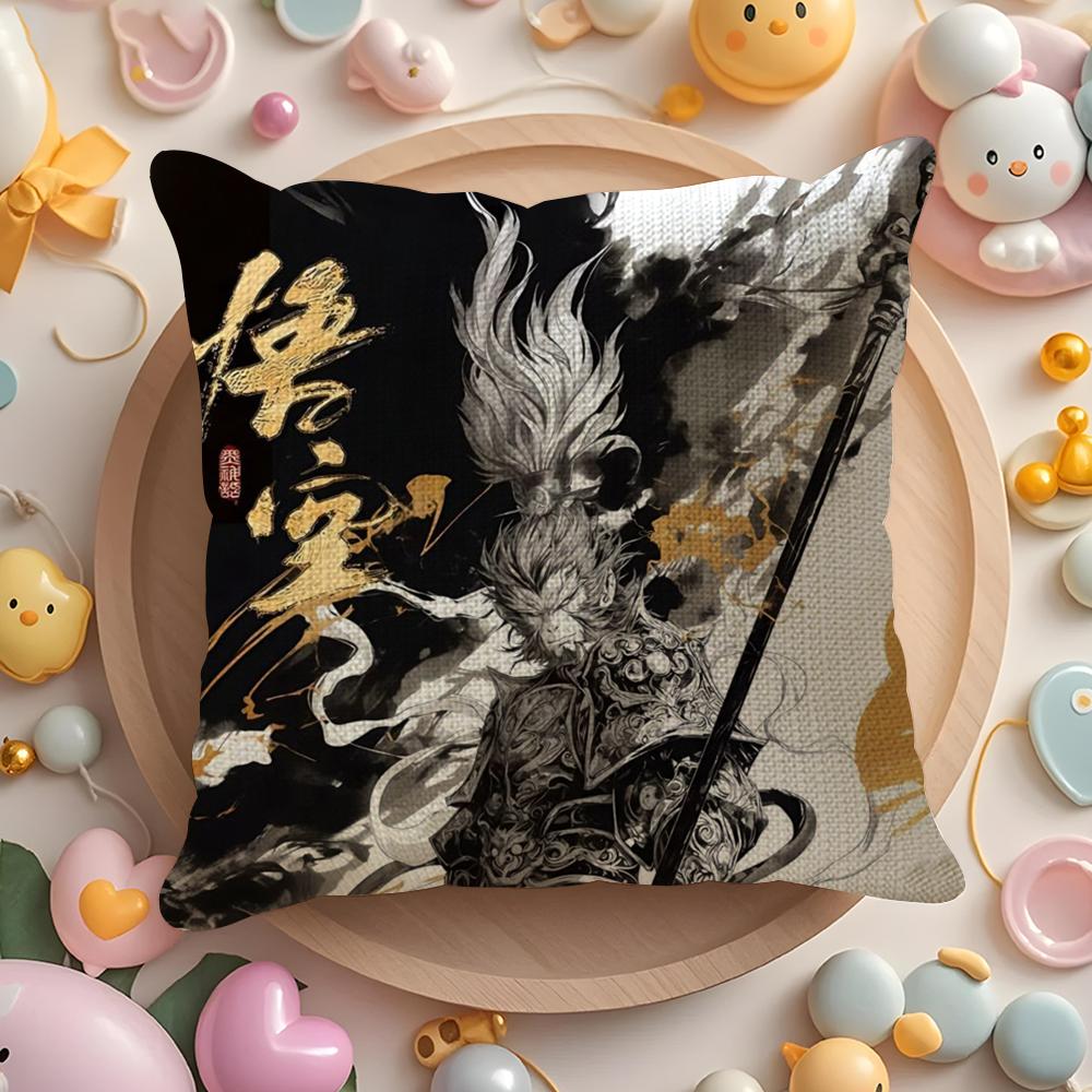 Black Myth Wukong Pillow Case Pattern Printed Pillowcase For Living Room Sofa Cushion Cover & Bedroom Decor