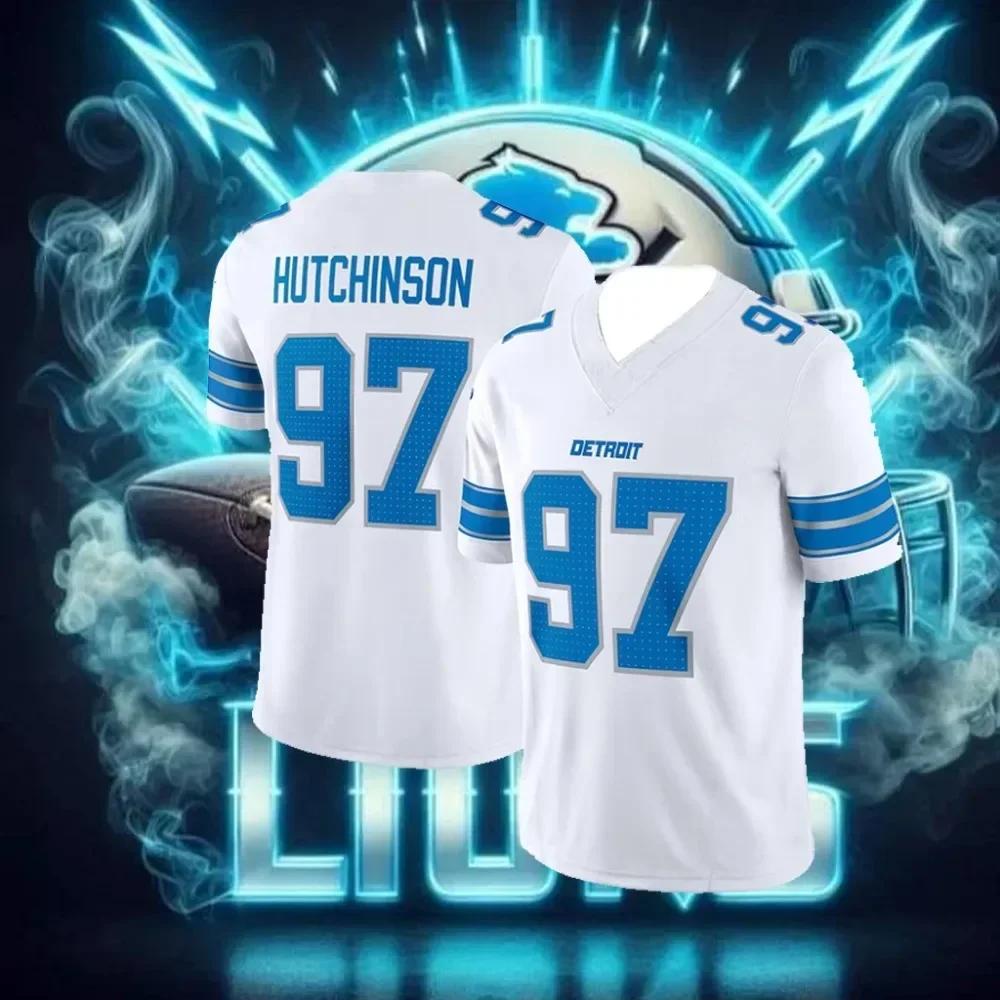 ETST 005 2025 Nieuw Heren T-shirt American Football Jersey T-shirt 3D Print T-shirt Leeuw Nee. 97 Voetbalshirt Sport T-shirt 6XL