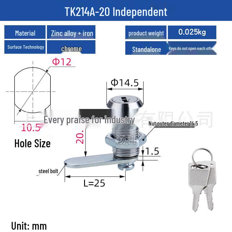 Mini Round 12mm Cam Lock for Jewelry Display, Instrument Cabinet, Light Box, or Miniature Doors