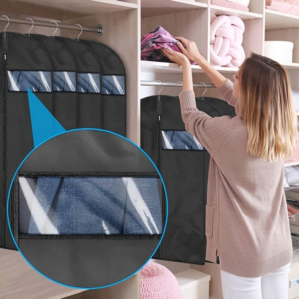 Garment Bags with Clear Window, Heavy Duty Suit Cover Protectors, Unfinished Finish, for Travel & Storage Clothing Dust Cover