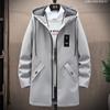 Autumn and Winter New Medium and Long Jacket Men's Fleece Hooded Jacket Casual Versatile Men's Clothes