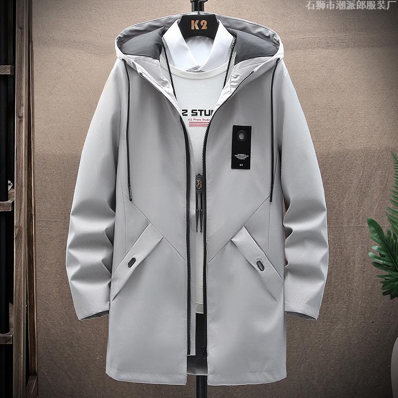 Autumn and Winter New Medium and Long Jacket Men's Fleece Hooded Jacket Casual Versatile Men's Clothes