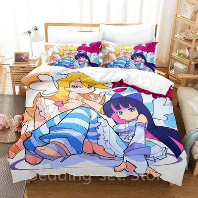 Panty and Stocking Bedding Set Single Twin Full Queen King Size Bed Set Adult Kid Bedroom Duvetcover Anime Bed Sheet Set